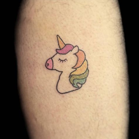 Unicorn Finger Tattoo, Simple Unicorn Tattoo, Small Unicorn Tattoo, Unicorn Tattoo Ideas, Baking Tattoo, Tattoo Unicorn, Unicorn Tattoo Designs, Tatts Ideas, Unicorn Floaties