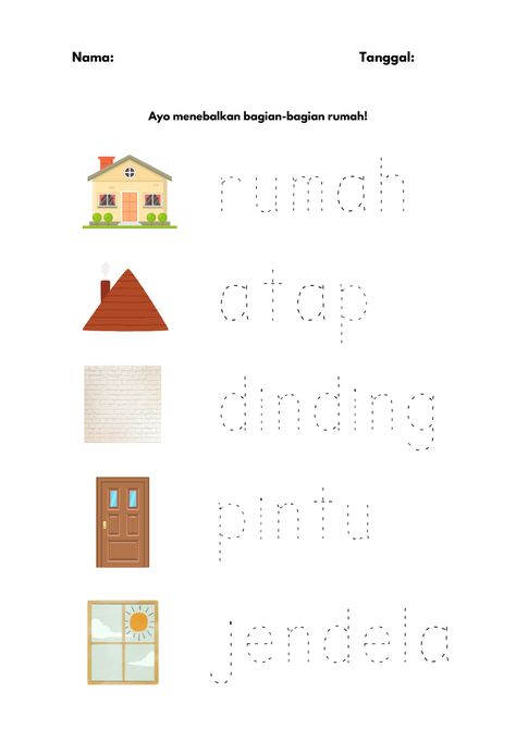 Rumah Saya Prasekolah, Malay Worksheets For Kindergarten, Lembaran Kerja Matematik Prasekolah, Latihan Menulis Pra Sekolah, Worksheet Bahasa Melayu Kindergarten, Free Printable Puzzles, Printable Puzzles, Book Activities, Learning Activities