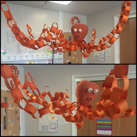 Under the sea topic... Eyfs... Octopus... Display.. Under The Sea Crafts, Ocean Theme Classroom, Sea Activities, School Displays, Under The Sea Theme, Sea Crafts, Ocean Crafts, Rainbow Fish, Under The Sea Party