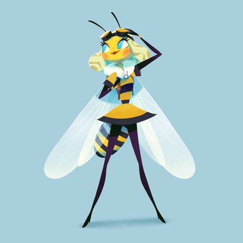 Muhd Noh 🇸🇬 on Instagram: “Honey Bee 🐝 #drawthisinyourstyle for @toradrawings's OC  #tora9k #dtiys #bee #honeybee #fairy #girl #drawing #characterdesign #cartoon…” Bee Character Design Concept Art, Bee Humanoid, Bee Girl Character Design, Fairy Girl Drawing, Bee Character Design, Bee Oc, Honey Drawing, Honey Bee Drawing, Bee Character