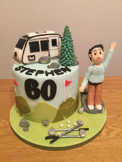 Caravan Cake, Topper Fondant, Caravan Holiday, Rice Crispy, Golf Balls, 70th Birthday, Themed Cakes, How To Make Cake, Caravan