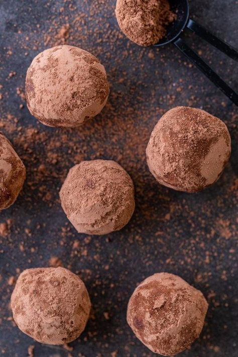 Easy Cream Cheese Chocolate Truffles - Momsdish Cream Cheese And Cocoa Recipes, Chocolate Cream Cheese Truffles, Cream Cheese Truffles 3 Ingredients, Cream Cheese Truffles, Mocha Truffles, Cheese Truffles, Peppermint Truffles, Truffle Recipes, Cocoa Powder Recipes