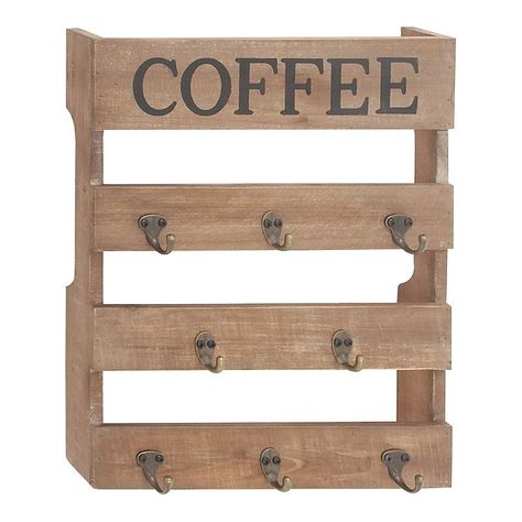 Give your decor a facelift with this Stella & Eve Farmhouse Coffee Cup 8-Hook Wall Decor. Give your decor a facelift with this Stella & Eve Farmhouse Coffee Cup 8-Hook Wall Decor. Eight hooks 39"H x 2"W x 18"D Weight: 9.3 lbs. Fiberglass Wipe clean Imported Size: Medium. Color: Brown. Gender: unisex. Age Group: adult. Coffee Hooks, Farmhouse Wall Hooks, Wall Hook Rack, Coffee Wall Decor, Coffee Wall, Decorative Wall Hooks, Wood Farmhouse, Brown Walls, Mug Rack