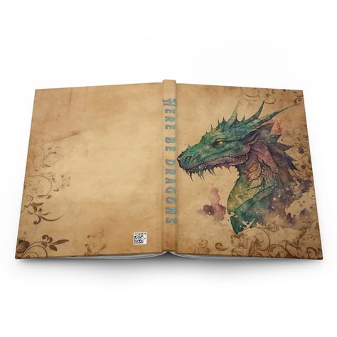 Watercolor Dragon Core 'Here Be Dragons' Notebook Fantasy Journal by TheShadeCollective on Etsy Dragon Core, Fantasy Journal, Here Be Dragons, Goblin Core, Ancient Maps, Journals Notebooks, Vintage Crafts, Hardcover Notebook, Lined Page