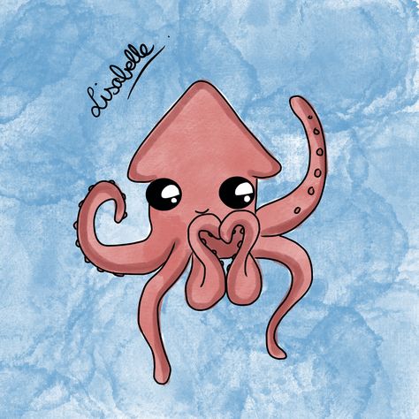 Squid Tattoo Cute, Squid Drawing Cute, Squid Game Drawing, Simplistic Drawings, Drawing Octopus, Squid Art, Squid Drawing, Cute Squid, Emoji Tattoo