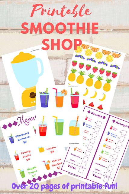 Messy, Beautiful, Fun: Printable Smoothie Shop Pretend Play Set Fruits Smoothies, Preschoolers Activities, Pretend Play Printables, Play Printables, Smoothie Shop, Subtraction Practice, Dramatic Play Preschool, Play Pretend, Food Activities