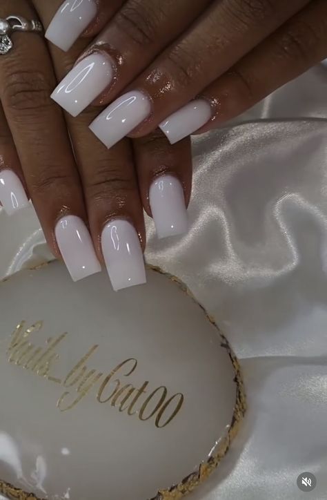 Cute N Simple Nails, Cute White Nails Short Gel, Class Acrylic Nails, Soft White Gel Nails, Power White Acrylic Nails, Short White Set Nails, Plain Polish Nails, Pure White Nails Acrylic, Short Square Acrylic Nails Designs White