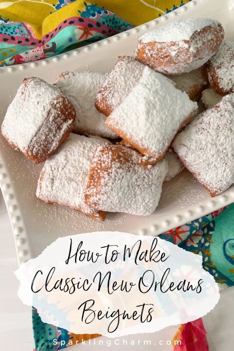 How to Make Classic New Orleans Beignets. Powdered sugar paired with Cafe du Monde Coffee. Somebody say glory! #classicbeignets #traditionalbeignets #neworleansbeignets #cafedumonde #mardigras Beignets Recipe Easy, How To Make Beignets, Cajun Dirty Rice Recipe, New Orleans Beignets, Cafe Du Monde Coffee, Cajun Dirty Rice, Dirty Rice Recipe, Mardi Gras Recipes, Beignet Recipe