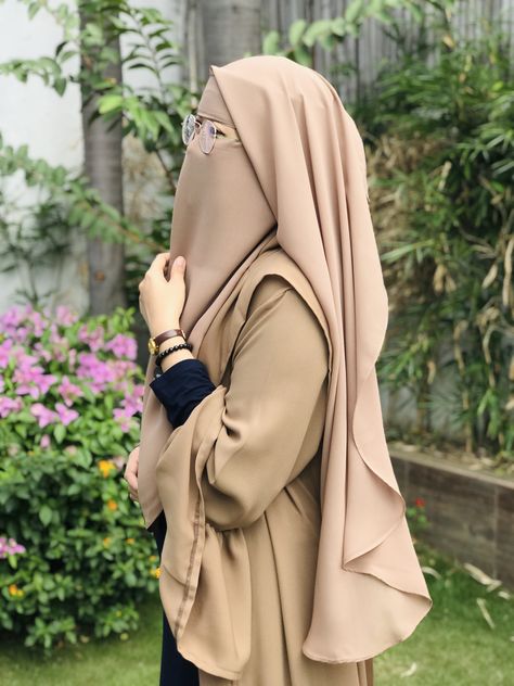 Yahra Co. Double Layer Full Niqab in Mocha Muslim Girl Dp, Full Niqab, Hijabi Dpz, Mode Niqab, Niqabi Girl, Dp Collection, Muslim Women Clothing, Muslimah Photography, Niqab Fashion