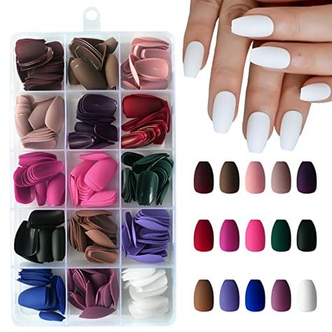 LoveOurHome 360pc Matte Coffin Press on Nails Short Fake Nails Coffin Acrylic Nails Press ons Nail Ballerina Artificial Fingernails Short Coffin False Nails Matte Presson Nails for Women Kids Girls19.99 #Beauty Nail Ballerina, Coffin Tips, Ballerina Coffin, Coffin Acrylic Nails, Nails Press Ons, Plum Nails, Coffin Nails Matte, Nails Kit, Acrylic Tips