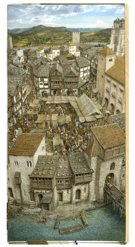 Medieval Germany, Fantasy Town, Medieval City, Medieval Architecture, Medieval Houses, Medieval Life, Fantasy City, Fantasy Places, Fantasy Map