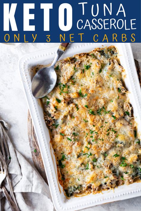 This keto tuna casserole is one of the best keto casserole recipes you can make. It is super cheesy and has spinach and mushrooms - along with the tuna of course. And this low carb tuna casserole is super easy to make and has 3 NET CARBS per serving! Low Carb Tuna Casserole, Keto Tuna Casserole, Casserole Low Carb, Keto Tuna, Keto Casserole Recipes, Tuna Casserole, Keto Casserole, Low Carb Casseroles, Low Carb Low Fat Recipes