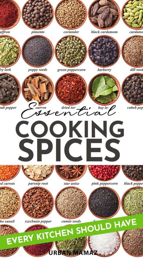 Must Have Spices, Cooking Spices, List Of Spices, Herbs List, Spices Packaging, Spice Blends Recipes, Spice Mix Recipes, Corn Beef And Cabbage, Kitchen Spices