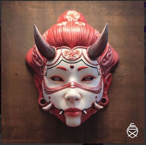 Mascara Hannya, Mascara Oni, 3d Printed Art, 3d Printing Art, Japanese Mask, Oni Mask, Tabletop Display, Japanese Tattoo Art, Arte Obscura