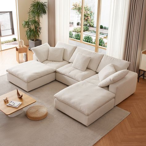 Discover Ultimate Comfort and Style The Malibu Sofa by Lemons & Me brings an unparalleled sense of freshness and lightness to any space. Draped in the most durable white covers and generously filled with feathers, this sofa doesn't just promise comfort, it delivers a deep-seated luxury experience. Welcome home to cloud to cloud-nine comfort - welcome home to The Malibu. Ultra Stain Repellant Fabric The Malibu's ultra stain repellant fabric is your shield against accidents, making cleanup a breez White Couch Aesthetic, White Sofa Living Room Ideas, Neutral Sofa Living Room, Cloud Sofa Living Rooms, Off White Sofa, Modern White Sofa, Luxury Apartment Decor, U Sectional, Living Pequeños