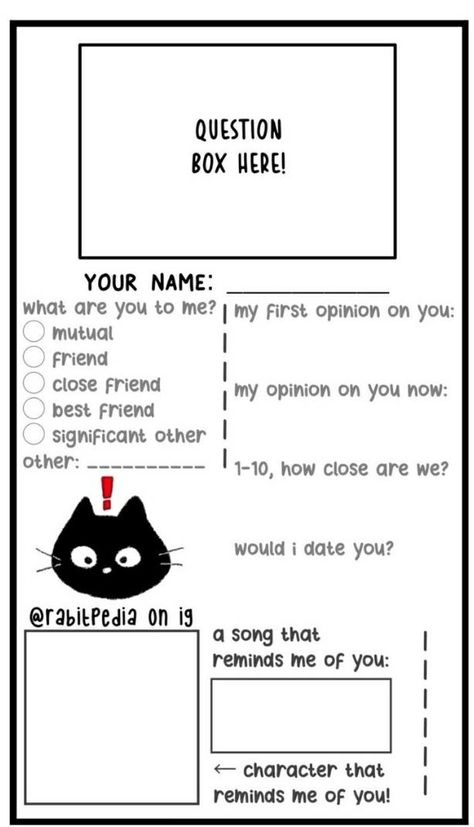 Character Sheet Writing, Echii Anime, Personality Chart, About Me Template, Friendship Games, Character Sheet Template, Instagram Story Questions, Instagram Questions, Character Template