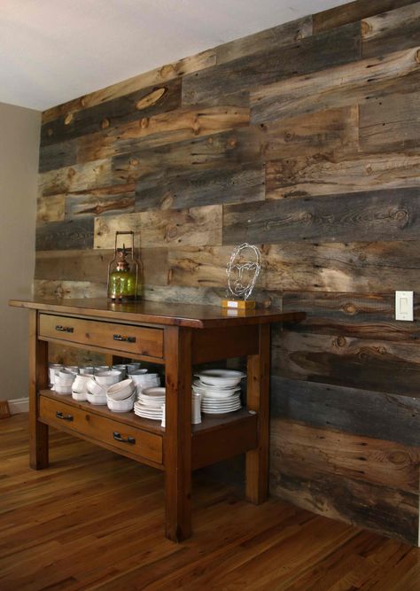 Wood wall with wide boards Dining Room Wood Wall, Barnwood Accent Wall, 2024 Interior Design Trends, Barn Board Wall, Wood Walls Living Room, 2024 Interior Design, Walls Living Room, Reclaimed Wood Accent Wall, Wooden Accent Wall