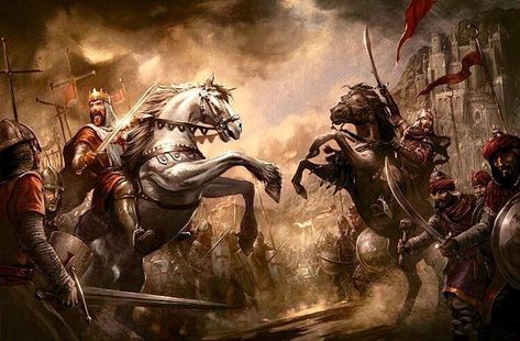 Richard the Lionheart vs. Saladin during the crusades into the Holy Land. — Follow @war_historia for more! — #history #historic #france… Richard The Lionheart, Knight On Horse, Crusader Knight, Ambrosia Salad, Salad Ideas, Fantasy Battle, Age Of Empires, Knight Art, On Horseback