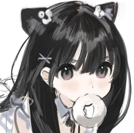 Cute Emotes, Discord Server, Black Hair, Hair, Anime, Black, Kawaii