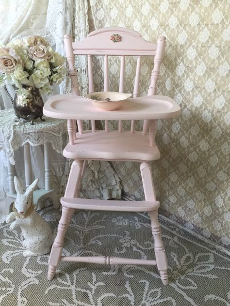 Painted High Chairs, Antique High Chairs, Shabby Vintage Decor, Vintage High Chairs, Wooden High Chair, Wooden High Chairs, Jenny Lind, High Chairs, Baby Chair