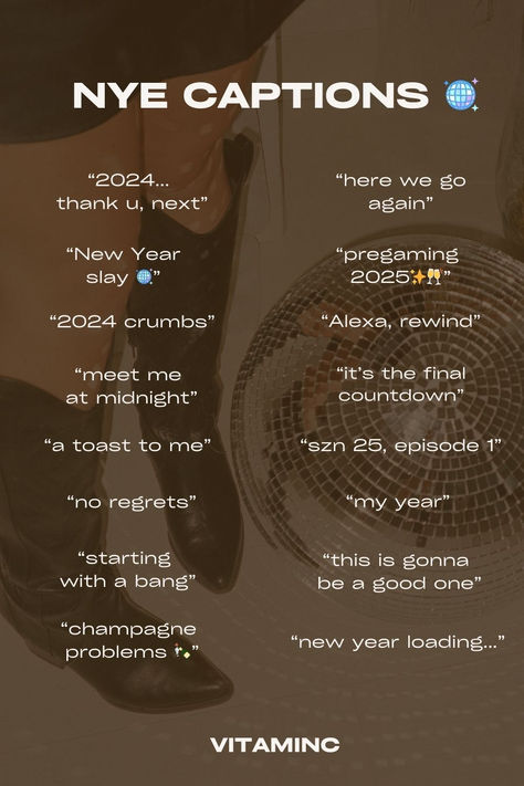 Steal our NYE captions for your next IG post, reel or TikTok!   Join the 30 Hard CHallenge for Creators Pov Caption Ideas New Year, New Year Insta Note Ideas, New Years Baddie Captions, New Year Captions For Best Friend, 2024 Ending Reels Caption, New Year Notes Ideas For Instagram, New Year Note For Instagram, New Years Ig Pics, New Year’s Eve Instagram Captions Taylor Swift