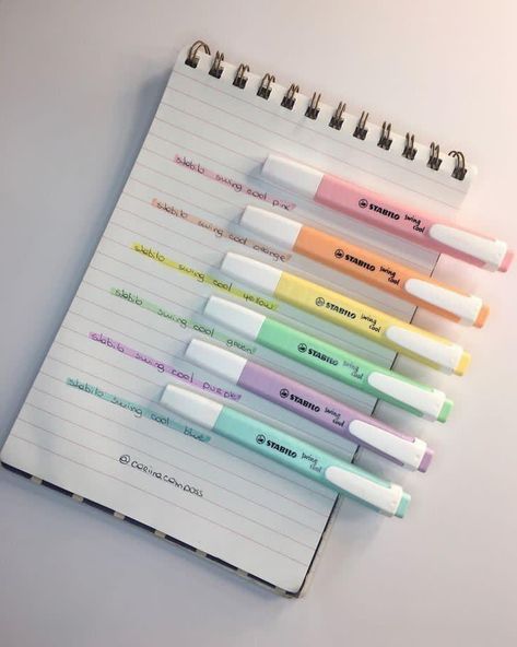 #aesthtic #markers #aestheticmakers Aesthetic Stationary, Studying Stationary, Studera Motivation, Pretty School Supplies, Pastel Highlighter, Stationery Obsession, Cute Stationary School Supplies, School Bag Essentials, Cute School Stationary