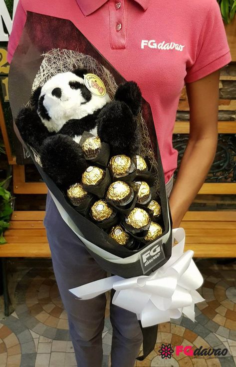 Panda Chocolate Bouquet Send Gifts to Davao, Philippines Pricelist: www.FGdavao.com To order, pls send us a message on our FB Page: FG Davao or you can also order directly on our website. 123 Lopez Jaena St., Davao City #chocolates #chocolatesurprise #chocolatesinabox #chocolatesinacan #boxofsurprise #sweetgift #sweetsurprise #fgdelivery #giftshop #fg #fgdavao #davao #ph #davaogiftshop #davaogifts Panda Bouquet, Panda Chocolate, Davao Philippines, Bouquet Chocolate, Panda Items, Sand Gifts, Chocolate Bouquet Diy, Happy Anniversary Quotes, Valentine Baskets