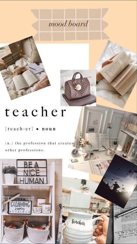 Wgu Teachers College Vision Board, English Teacher Aesthetic Wallpaper, Teacher Mood Board Aesthetic, High School Teaching Aesthetic, Teacher Asethic, Teacher Vibes Aesthetic, Teacher Aethstetic, Teacher Mood Board, Teacher Astethics