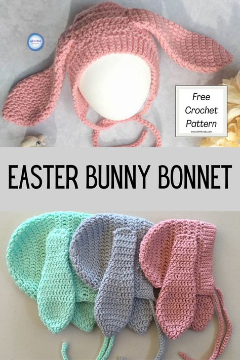 Newborn Bunny, Crochet Modern, Newborn Pattern, Pola Topi, Bunny Bonnet, Newborn Crochet Patterns, Crochet Easter, Confection Au Crochet, Crochet Bunny Pattern