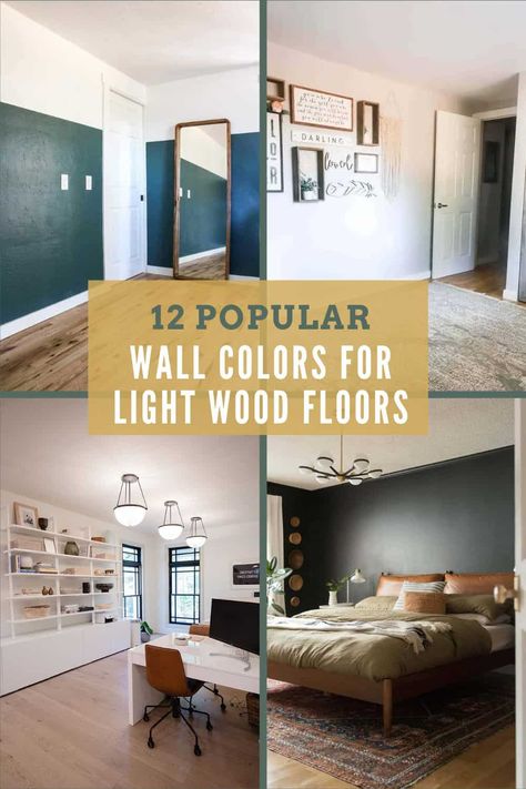 Light Wood Floor Paint Colors, Wall Color For Light Brown Floors, Living Room Inspiration Light Wood Floors, Paint Colors For Light Hardwood Floors, Wall Paint With Wood Floors, Hardwood Floor And Paint Combinations, Light Floor Wall Color, Bedrooms With Light Wood Floors, Light Wood Floors Wall Color