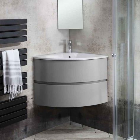 Bauhaus Svelte Wall Hung Corner Vanity Unit with Basin Vanity Extension, Corner Vanity Sink, Corner Basin, Marble Basin, Corner Bathroom Vanity, Corner Sink Bathroom, Corner Vanity Unit, Corner Bathroom, Corner Vanity