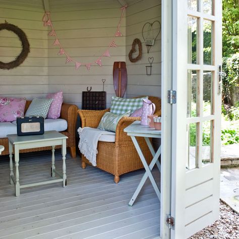 Include mix and match furniture Summerhouse Furniture, Summerhouse Decor, Summer House Furniture, Summerhouse Interiors, Summerhouse Interiors Ideas, Garden Summerhouse, Studio Sheds, Summerhouse Ideas, Summer House Inspiration