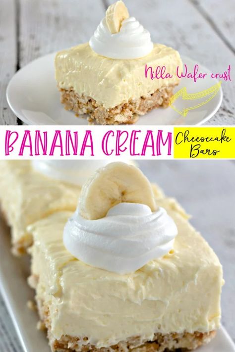 Kitchen Fun With My 3 Sons, Kitchen Fun With My Three Sons Recipes, Kitchen Fun With My 3 Sons Easy Recipes, Kitchen Fun With My Three Sons, Banana Cream Cheesecake Bars, Puding Pisang, Nilla Wafer Crust, Instant Banana Pudding, Cheesecake Bar