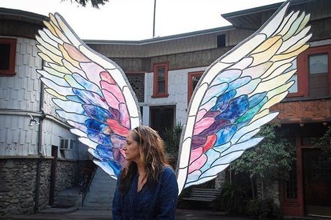 Judson Studios (@judsonstudios) Female Street Artist, Stained Glass Studio, Mosaic Pots, Stained Glass Angel, Art Angel, Phoenix Art, Angel Images, Glass Art Projects, Wings Art