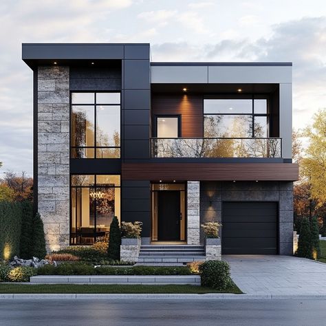 Dreaming of a home that perfectly blends modern elegance with timeless design. 🏡✨ #ModernLiving #ArchitecturalDesign #dreamhome Best House Design Exterior, New Design House 2024, Modern Minimalist Home Exterior, Modern Building Design Exterior, New Home Designs Exterior, Modern House Uk, Modern Concrete House Exterior, Flat House Exterior Makeover, Modern Home Outside Design