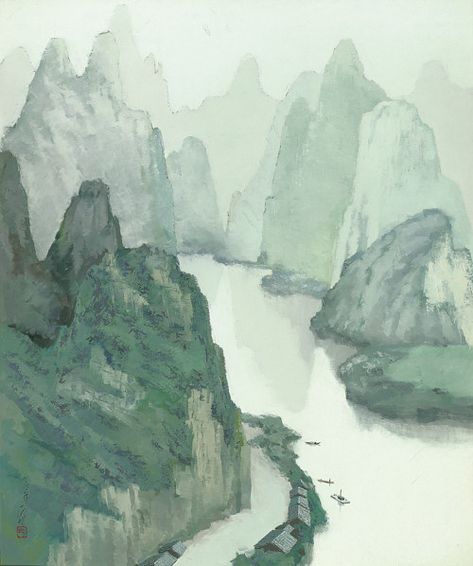 Chinese Painting Traditional, Chinese Mountains, Traditional Chinese Art, Chinese Landscape Painting, Bg Design, Chinese Art Painting, Misty Mountains, Asian Painting, Chinese Landscape