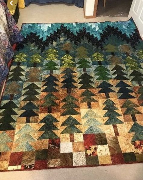 Mountain Quilt Pattern, Wildlife Quilts, Tree Quilt Pattern, History Of Quilting, Landscape Art Quilts, Cottage Quilt, Quilt Care, Landscape Quilts, Fall Quilts