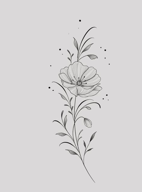 Feb Flower, Fine Line Tattoo Flowers, Realism Flash, Poppy Tattoo Design, Dainty Flower Tattoos, Infinity Sign Tattoo, Vertical Tattoo, Poppy Flower Tattoo, Animal Tattoo Ideas