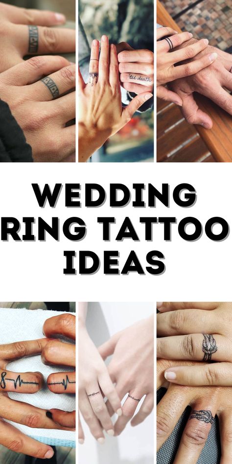 Couple Tattoo Ring, Celtic Ring Tattoo, Marriage Ring Tattoos, Ring Tattoos For Couples, Couple Ring Finger Tattoos, Couple Tattoos Matching, Wedding Band Tattoos, Wedding Ring Tattoo Ideas, Tattooed Wedding