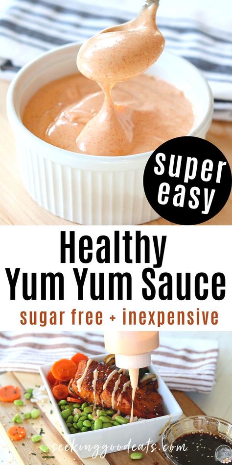 Healthy Yum Yum Sauce, Steakhouse Chicken, Healthy Sauce For Chicken, Homemade Yum Yum Sauce, Healthy Sauce Recipes, Low Calorie Sauces, Yum Sauce, Japanese Steakhouse, Keto Sauces