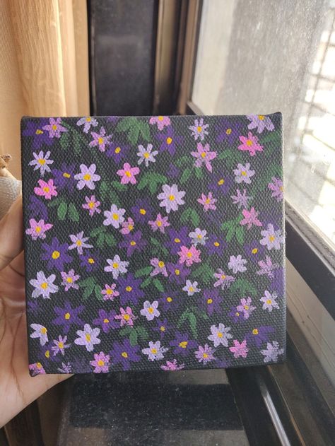 Painting Ideas Square Canvas, Painting Ideas Square, Canvas Aesthetic, Custom Made Curtains, Bullet Journal Art, Journal Art, Flowers Green, Square Canvas, Painting Tile