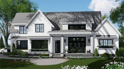 Top-Selling House Plans of '18! - The House Designers Bedrooms Farmhouse, Veranda Design, Interior Design Minimalist, Basement House Plans, Farmhouse Style House Plans, Modern Farmhouse Exterior, Casa Exterior, Farmhouse House, Farmhouse Plan