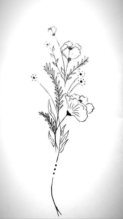 Henne Tattoo, Silhouette Tattoo, Wildflower Tattoo, Silhouette Tattoos, Tattoo Simple, Buku Skrap, Pola Sulam, Dainty Tattoos, 문신 디자인