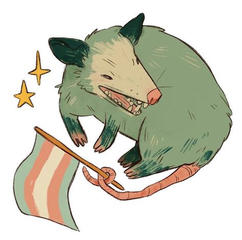 Possum Cute, Boy Gang, Goose Sticker, Awesome Possum, Swag Art, Lgbt Art, Creature Drawings, Non Binary, Little Garden