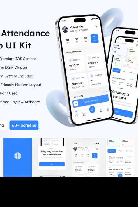 HR Attendance App UI Kit Attendance App Ui Design, Attendance App, Attendance Tracker, Web Design User Interface, App Inspiration, Student Attendance, App Ideas, Ui Ux App, Mobile Application Design