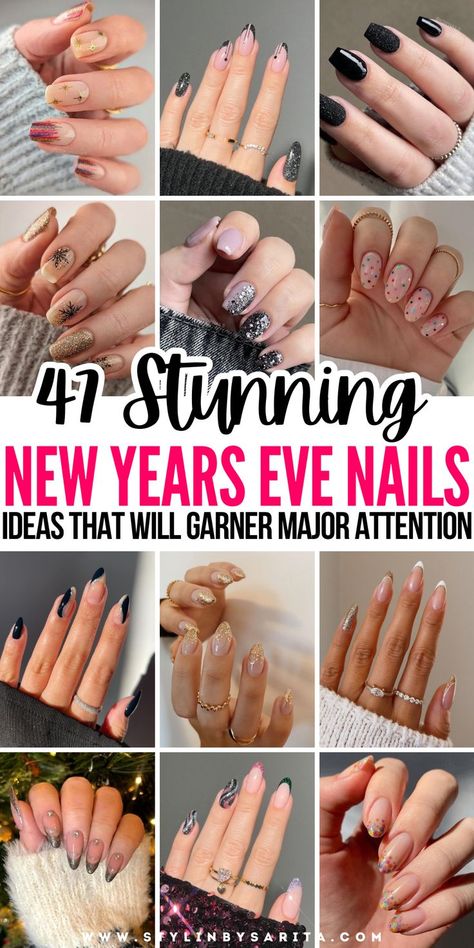 new years nails Gambling Nail Designs, Pretty New Years Nails, New Year’s Gel Nails, End Of Year Nail Ideas, Gel X New Years Nails, Nail Ideas New Years Eve, New Year Nail Design Ideas, 2025 New Years Nails, Christmas/new Year Nail Designs