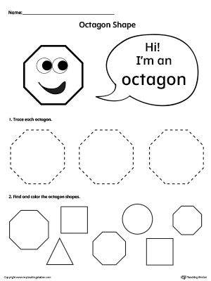 **FREE** Trace and Color Octagon Shapes Worksheet. Introduce your child to the octagon shape with this simple tracing and coloring octagon shapes worksheet. Octagon Preschool Activities, Simple Color By Number, Shape Worksheet, Shape Worksheets For Preschool, Shapes Worksheet Kindergarten, Trace And Color, Missing Letters, Shapes Kindergarten, Teaching Shapes