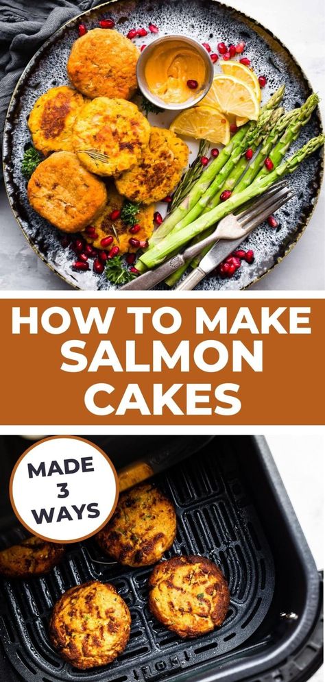 How to Make Salmon Cakes 3 Ways! A gluten-free and dairy-free salmon cake recipe that's packed with omegas for a nourishing dinner. Easy Salmon Patties, Nourishing Dinner, Gluten Free Dairy Free Recipes Dinner, Salmon Cake, Paleo Salmon Cakes, Low Carb Appetizer, Cakes Gluten Free, Gluten Free Salmon, Salmon Cakes Recipe