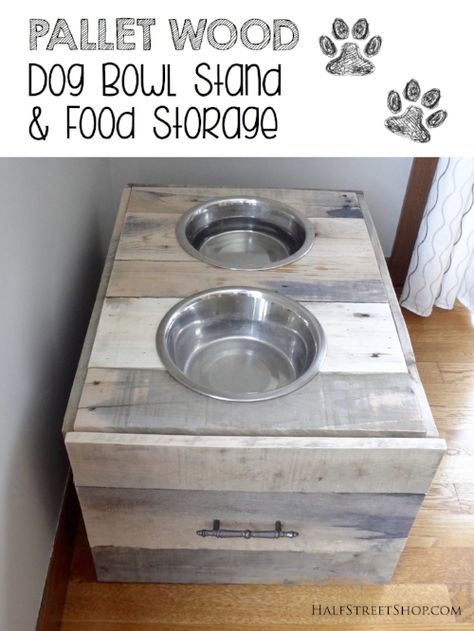 Raised Dog Bowls Diy, Dog Bowls Diy, Wood Dog Bowl Stand, Luke Duke, Dog Food Stands, Kat Diy, Diy Dog Food, Raised Dog Bowls, Elevated Dog Bowls