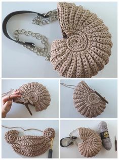 Crochet Snail, Shell Purse, Diy Crochet Projects, Purse Patterns, Crochet Bag Pattern, Crochet Purses, Crochet Handbags, How To Crochet, Yarn Crafts